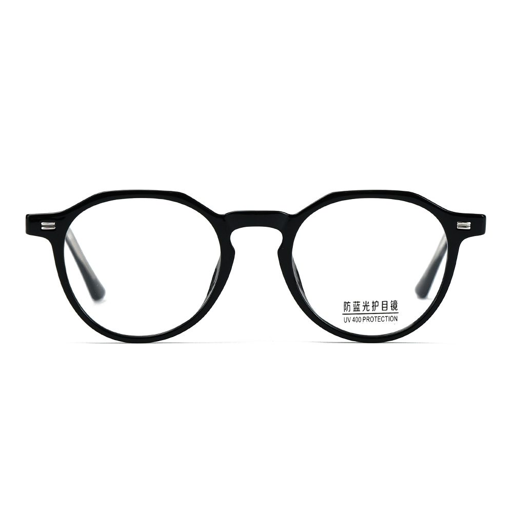 نظارات شفافة زرقاء فاتحة اللون للجنسين بإطار بسيط وتفاصيل برشام