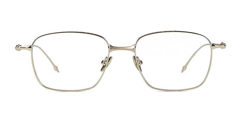 نظارة ذات إطار معدني بعدسات شفافة مربعة صغيرة ذات لون أزرق فاتح