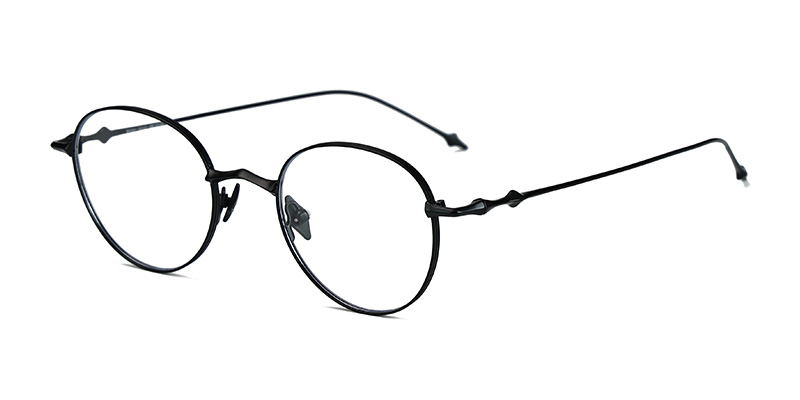 إطار نظارة نسائية دائرية نصف معدنية من التيتانيوم ذات ضوء أزرق