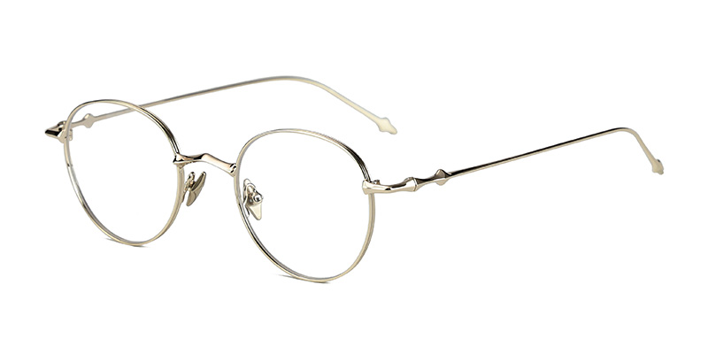 إطار نظارة نسائية دائرية نصف معدنية من التيتانيوم ذات ضوء أزرق