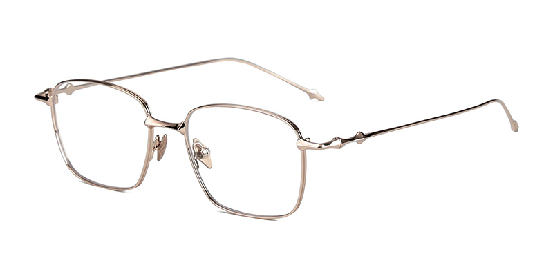 نظارة ذات إطار معدني بعدسات شفافة مربعة صغيرة ذات لون أزرق فاتح