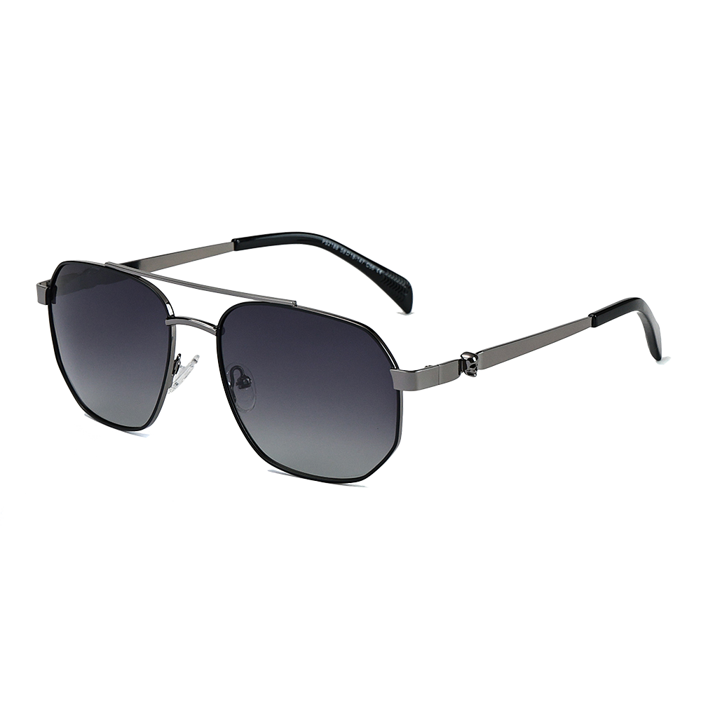 نظارات شمسية مربعة بايلوت مستقطبة مع أذرع مزخرفة على شكل جمجمة