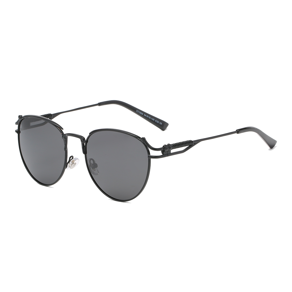 نظارات شمسية مستقطبة بإطار بيضاوي بنمط Steampunk ومفصلات مجوفة