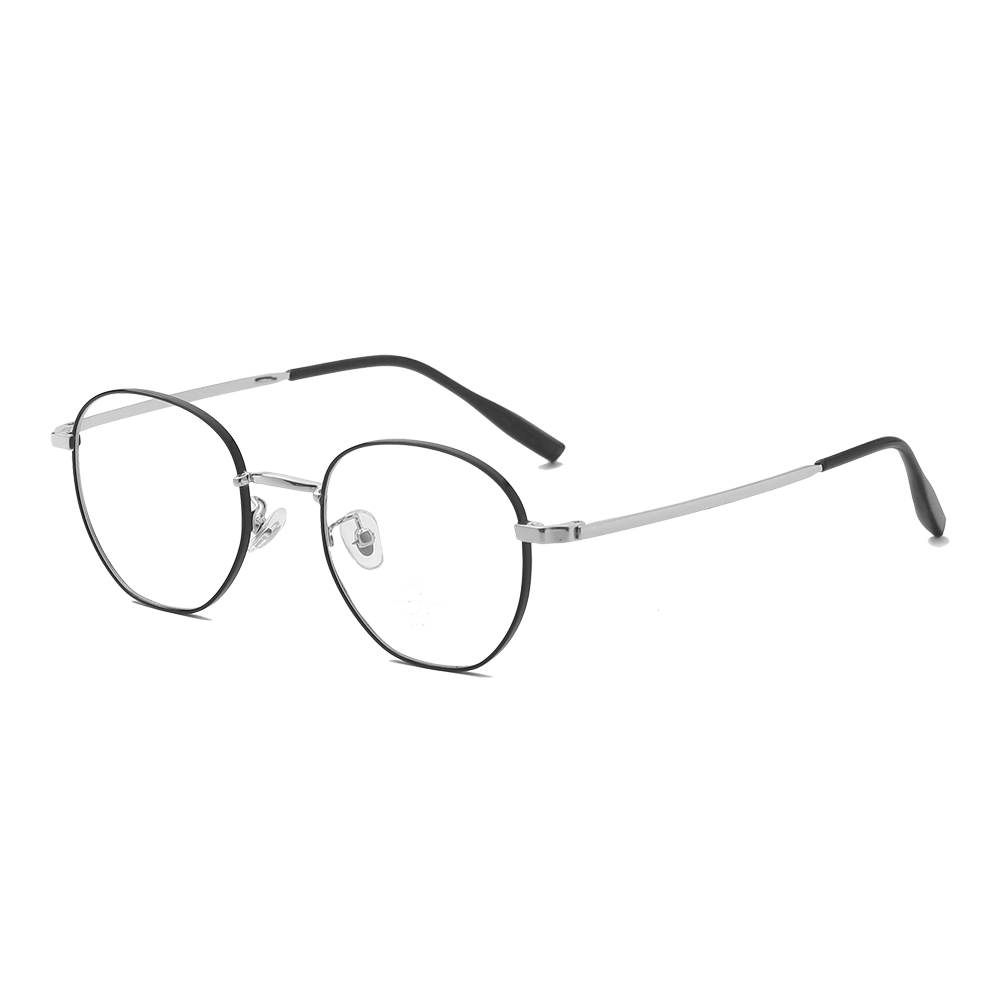 إطار معدني مربع نظارات زرقاء فاتحة